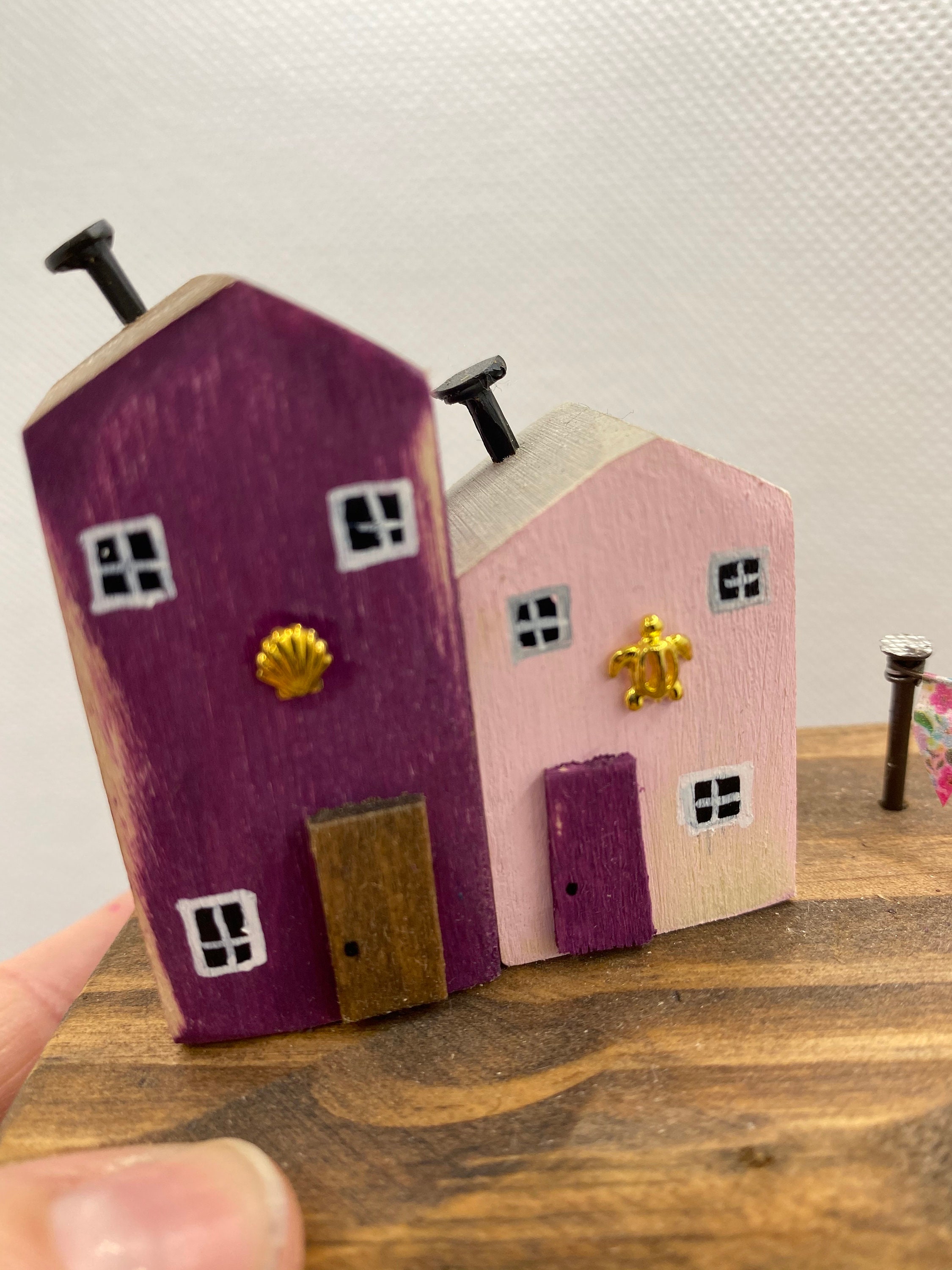 Miniature Decorative Wooden Houses, Small Collectible Reclaimed Wood