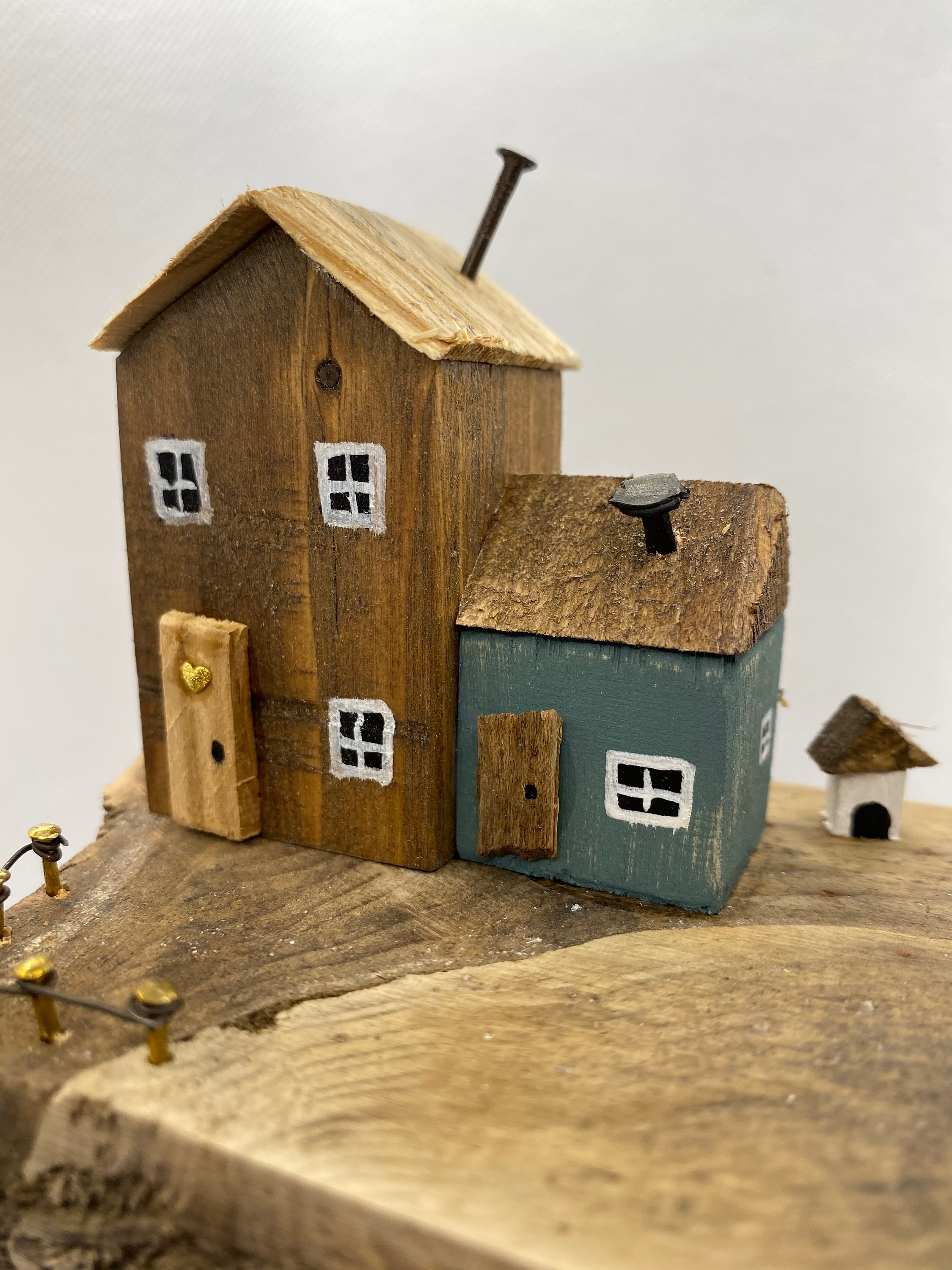 Miniature Decorative Wooden Houses Small Collectable Etsy