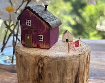 Miniaturowe dekoracyjne drewniane domki, małe kolekcjonerskie domki z odzyskanego drewna, dekoracje plażowe, unikatowy ręcznie robiony prezent, rustykalny wystrój domu
