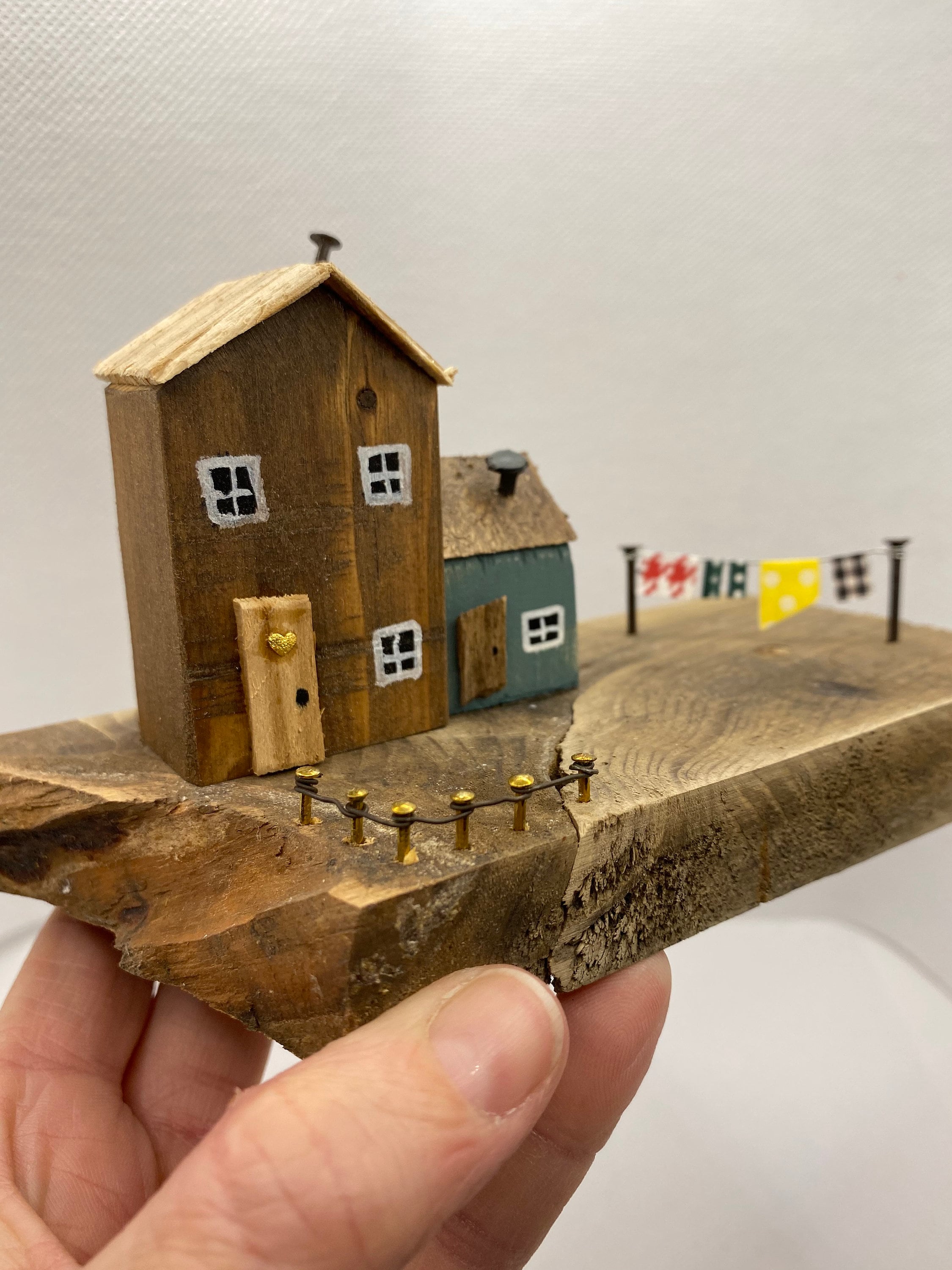 Miniature Decorative Wooden Houses Small Collectable Etsy