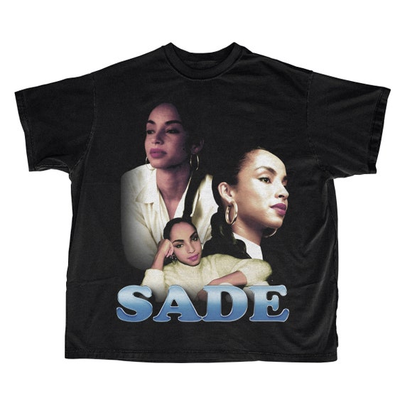 Sade グラフィック アートラップTシャツ シングルステッチヴィンテージ Sade シャツ | ブートレグ ラップ T シャツ | ブラック