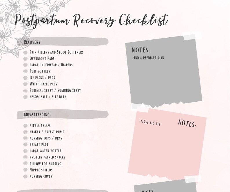 Postpartum Recovery Checklist - Etsy