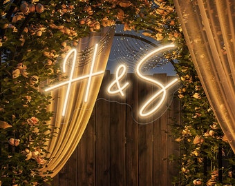 Iniziali con nome al neon Decorazione per matrimonio personalizzata, Decorazione da parete per matrimonio con segnale LED personalizzato, Decorazione per camera con insegna al neon per matrimonio, Regali personalizzati con insegna a LED