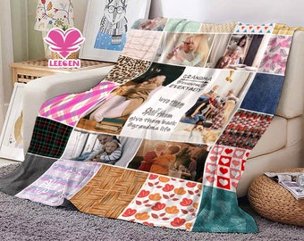 Manta de collage de fotos personalizada, manta con fotos personalizada, regalo del Día de la Madre, regalo del Día de la Madre para la abuela, manta con fotos, regalos personalizados