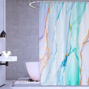 Marble Shower Curtain Home Decor, Bathroom Shower Curtain Room Decor, Blue Purple Smudge Shower Curtain, Wall Decor, Personalized Gifts