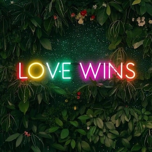 Liebe gewinnt Hochzeit Neon Schild, LGBTQ Hochzeit Neon Licht Dekor Hintergrund Neon Schild, personalisierte Verlobungsfeier Neon Schild Schlafzimmer Neon
