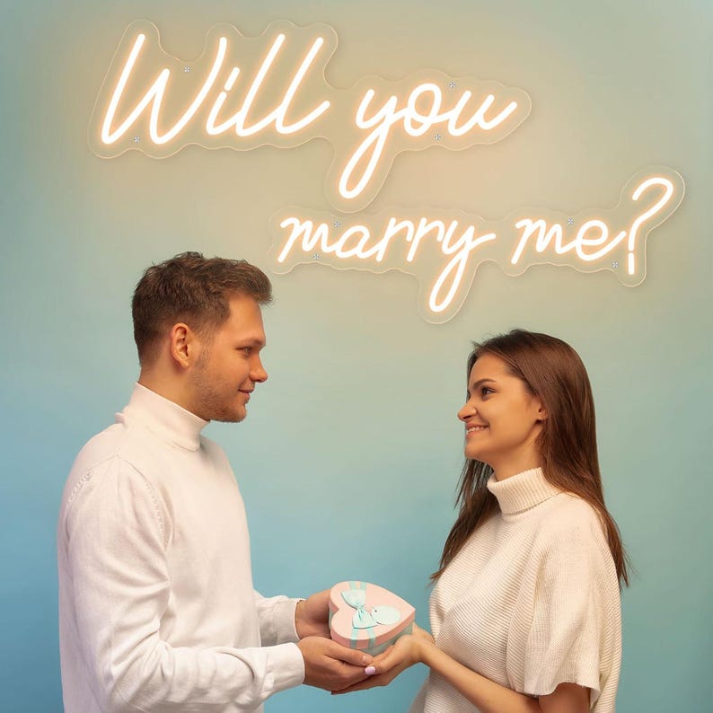 Marry Me Script Will You Marry Me Neon Sign Wedding, Custom Engagement Party Marriage ...