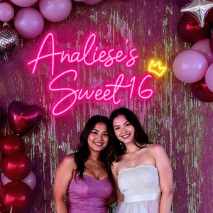 Placa de neon com nome personalizado para festa de 16 anos, placa de neon para aniversário, presente personalizado de 16 anos para ela, presentes de 16 anos para meninas, lembrancinhas de festa de aniversário