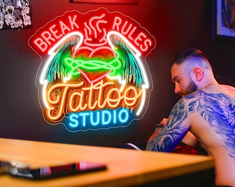 Custom Tattoo Studio Led Sign, Tattoo Neon Sign Wall Art, Vertical Tattoo Sign, Ink Studio Neon Light, Tattoo Artist Room Wall Decor