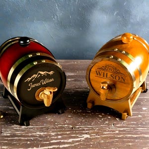 Personalized Engraved Whiskey Barrel, Mini Wood Whiskey Barrel, Wedding Gift, Groomsmen Gift, Birthday Gift, Wood Barrel, Gift for Him/Dad