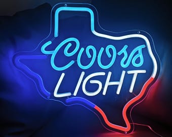 Coors Light with Texas Neon Sign, Beer Neon Signs, Bar LED Neon Lights, Neon Sign Wall Art, Neon Light for Bedroom Bar Shop Party Decor