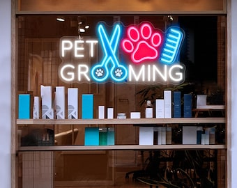 Pet Grooming Neon Sign, Custom Pet Spa Neon Sign, Pet Shop Open Neon Sign, Pet Salon Decor Led Sign, Pet Spa Decor, Pet Shop Welcome Sign