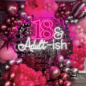 Placa de neon para aniversário, placa de neon personalizada para aniversário de 18 anos, placa de neon com luz de LED de feliz aniversário, placas de neon, presentes de aniversário de 18 anos para ela/meninas