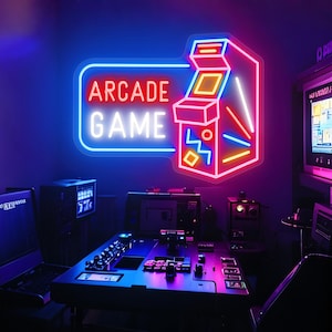 Arcade Game Room Sign, Game Room Decor Sign Custom, Arcade Wall Decor, Custom Neon Sign, Neon Led Light for Gaming Room, Mancave Decor Sign