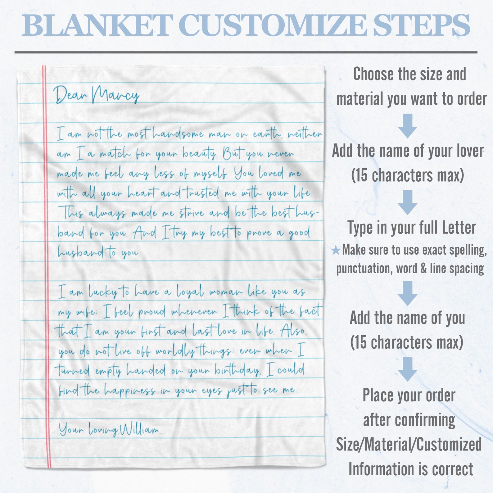 Custom Love Letter Blanket Personalized Blanket Custom Name Etsy