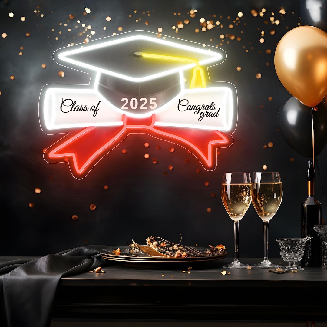 Neon Graduation Personalized Congrats Neon LED Sign, Graduation Decor Prom Backdrop ...