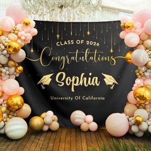 Custom Graduation Party Decor 2026, Party Backdrop Large Banner for Class, Graduation Tapestry Backdrop, Class of 2026 Photo Booth Backdrop