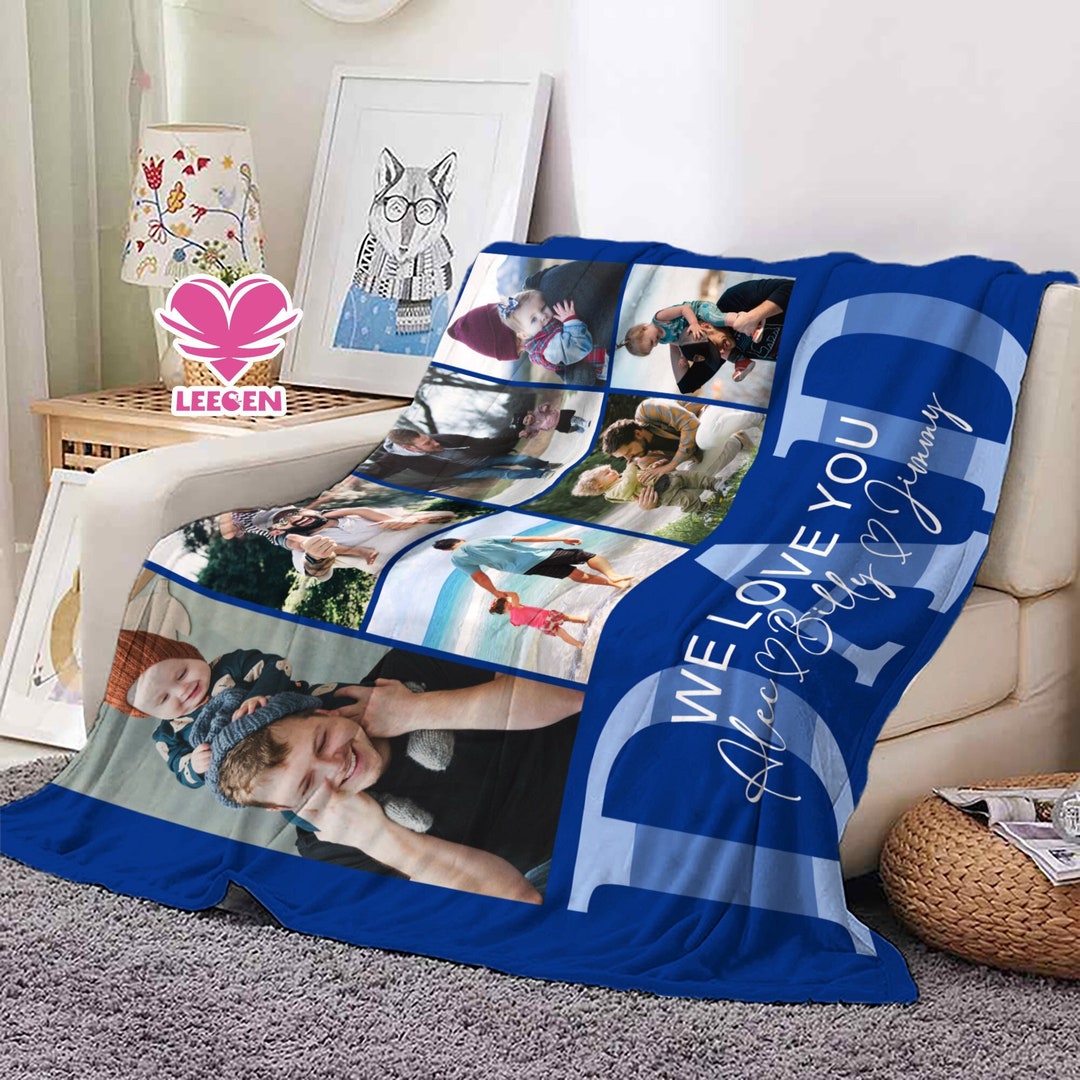 Personalized Photo Blanket Fathers Day Gift Custom Photo Etsy