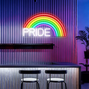 Letrero de neón arcoíris del orgullo, luz LED de neón personalizada para el mes del orgullo LGBTQ, decoración para el hogar, letrero de neón para dormitorio, decoración de fondo para fiesta del mes del orgullo, regalo LGBTQ