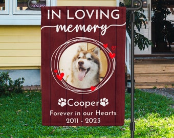 Bandera de jardín conmemorativa personalizada para perros, regalo para amantes de las mascotas, regalos con foto para mascotas, bandera de jardín personalizada para mascotas, regalos con foto, regalos personalizados con bandera para perros