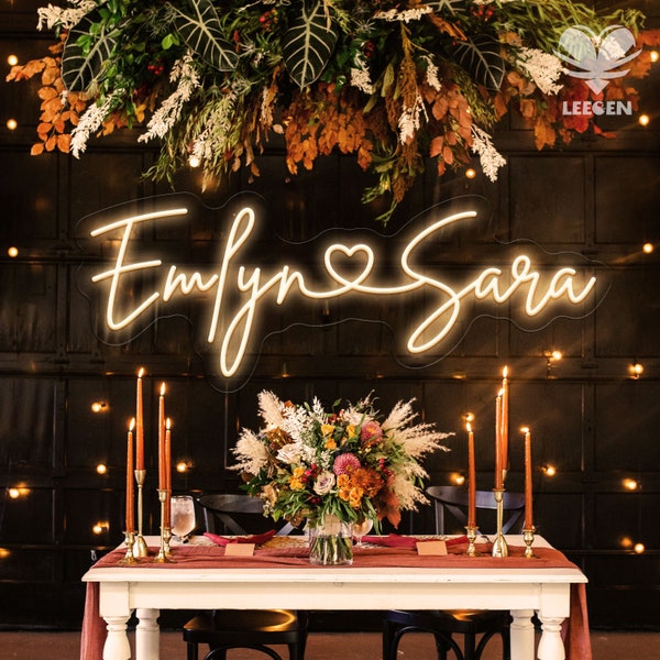 Décoration de mariage en néon, Cadeaux de mariage pour mariage, enseigne nominative LED, décoration murale personnalisée, cadeau personnalisé pour enseigne nom de famille