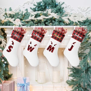 Medias navideñas personalizadas, decoración navideña, medias navideñas personalizadas, decoración del hogar, medias navideñas con monograma, medias familiares, decoración de temporada