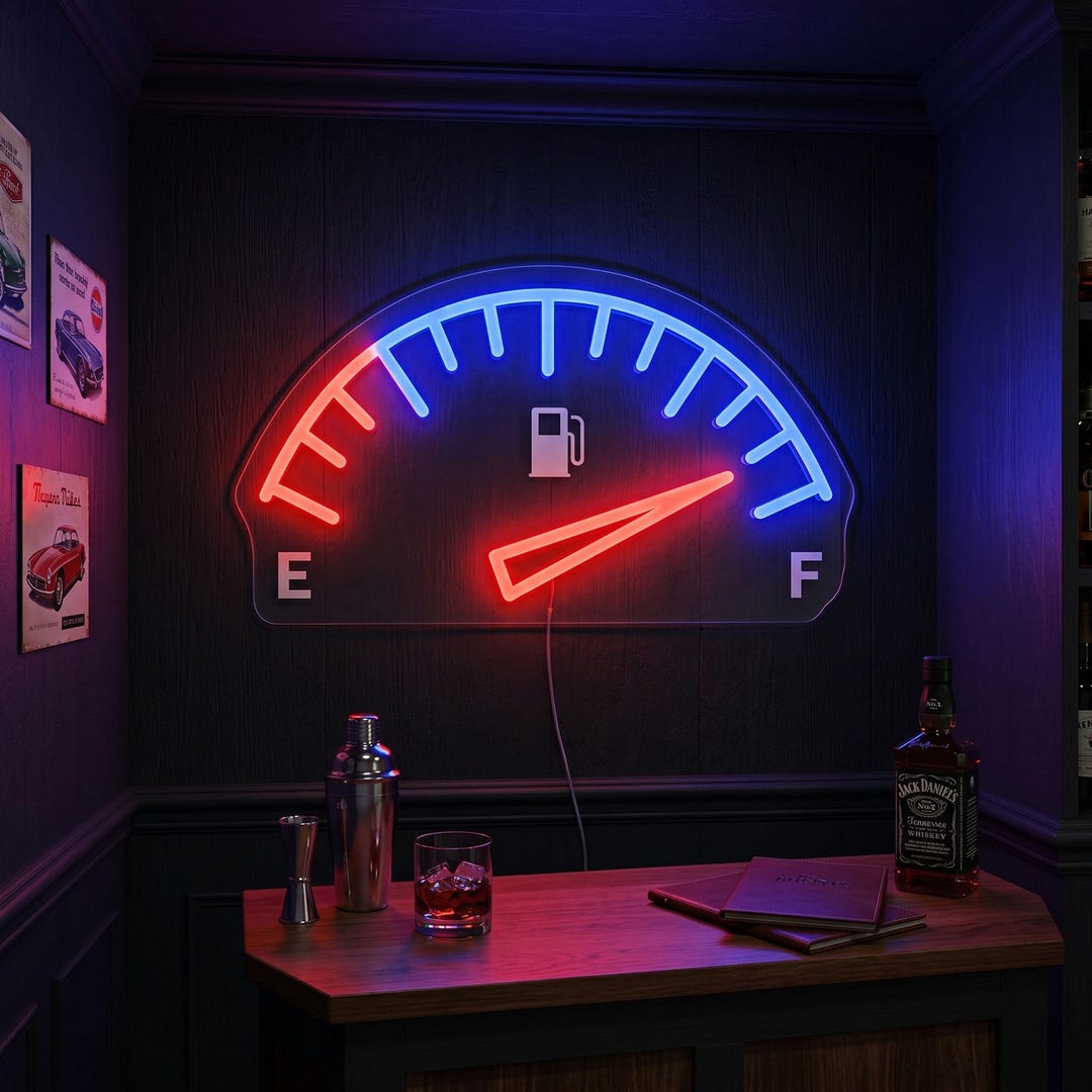 Speedometer Neon Sign, Retro Car Speed LED Neon Light, Garage Man Cave ...