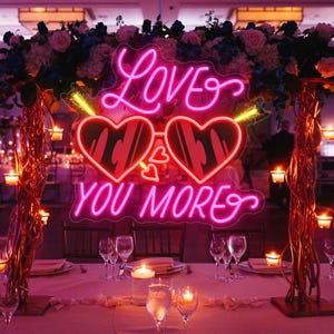 Enseigne néon LED Love You More, Néon de mariage personnalisé, Décoration murale de fête de fiançailles, Art mural, Décoration d'intérieur de chambre à coucher, Cadeau d'amoureux pour les couples