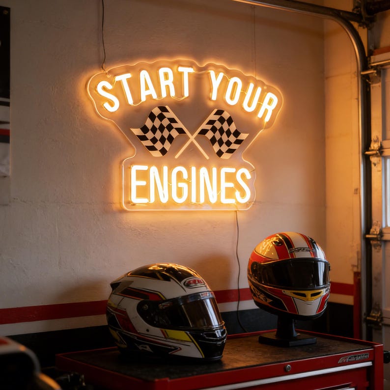 Custom Racing Wall Signs Light Custom Racing Neon Sign, Racing Theme LED Light for Garage ...