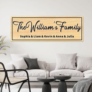 Personalized Family Name Sign, Wood Sign Custom Framed Sign with Last Name and Family Members&#39; Names, Perfect Wedding Gift,Housewarming Gift