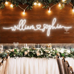 Letrero de neón personalizado para decoración de bodas, letrero de neón para decoración de pared para bodas, letrero LED personalizado para decoración de compromiso, letrero de neón con nombre, regalo de San Valentín para ella