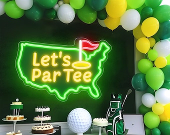 Let&#39;s Par Tee Neon Sign, Golfing Birthday Party Led Light Sign, Golf Themed Birthday Decor, Golf Gifts for Men, Gold Player Gift, Golf Club