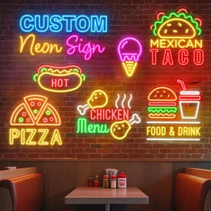 Custom Neon Sign Logo Acrylic, Neon Sign UV Printing, Restaurant Sign Custom Wall Decor, Custom LED Business Sign Neon Sign,Custom Logo Neon