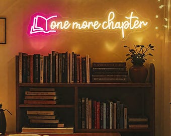 One More Kapitel Leuchtreklame, Bibliothek Leuchtreklame, Buch-Liebhaber-Geschenk, Bibliothek-Dekor, Geschenke für Leser, Bücherregal-Dekor, Bücherwurm-Geschenk, Bibliothekar-Geschenk