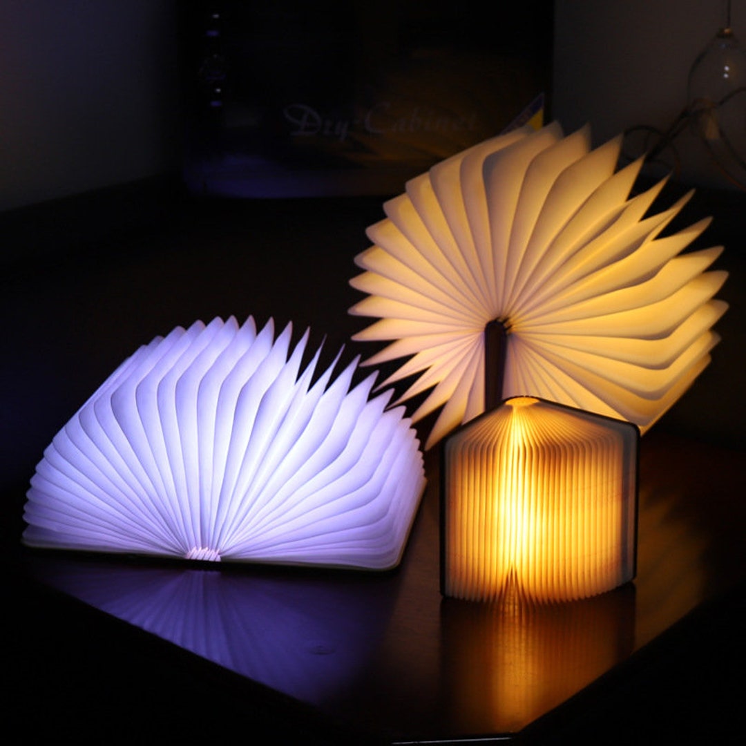 YUANJ Lampe de livre LED, lampe en bois, rechargeable par USB