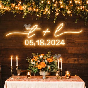 Placa de néon com iniciais, decoração personalizada para casamento, decoração de quarto com placa de néon para casamento, decoração de parede com placa de LED personalizada, presentes personalizados para casamento com luzes de LED