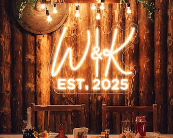 Hochzeit Neonschild, Benutzerdefinierte Leuchtreklame, personalisierte Neon, Geschenke für Sie / Ihn, Verlobungsschild, Hochzeitshintergrund, Empfangsdekor, Party Schild