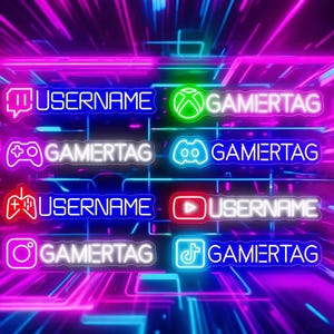 Enseigne néon gamer personnalisée, enseigne gamer tag, décoration de salle de jeux, art mural gamer, éclairage LED gaming, enseigne murale néon lumineuse personnalisée, enseigne néon LED