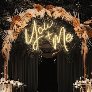 Placa de neon You+Me para casamento, placa de neon personalizada, placa de neon para casamento, placa de neon You And Me, presente de casamento, placa de neon, placa de neon, decoração para casa