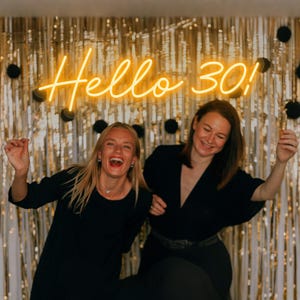 Letreiro de neon "Olá 30" - Presente de aniversário de 30 anos em neon personalizado | Decoração elegante para mulheres | Luz LED para bar e festa em casa, presente para ela