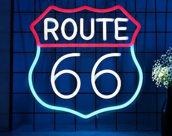 Route 66 Custom Neon Sign for Garage, Business Store Neon Light Sign Led, Vintage Americana Bar Diner Wall Decor, Bar Sign, Fathers Day Gift