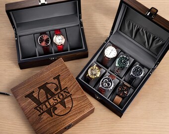 Custom Watch Case with Name, Custom Valentines Gift,Custom Engraved Watch Box for Men,Personalized Gift for Him Husband Boyfriend, Dad Gifts