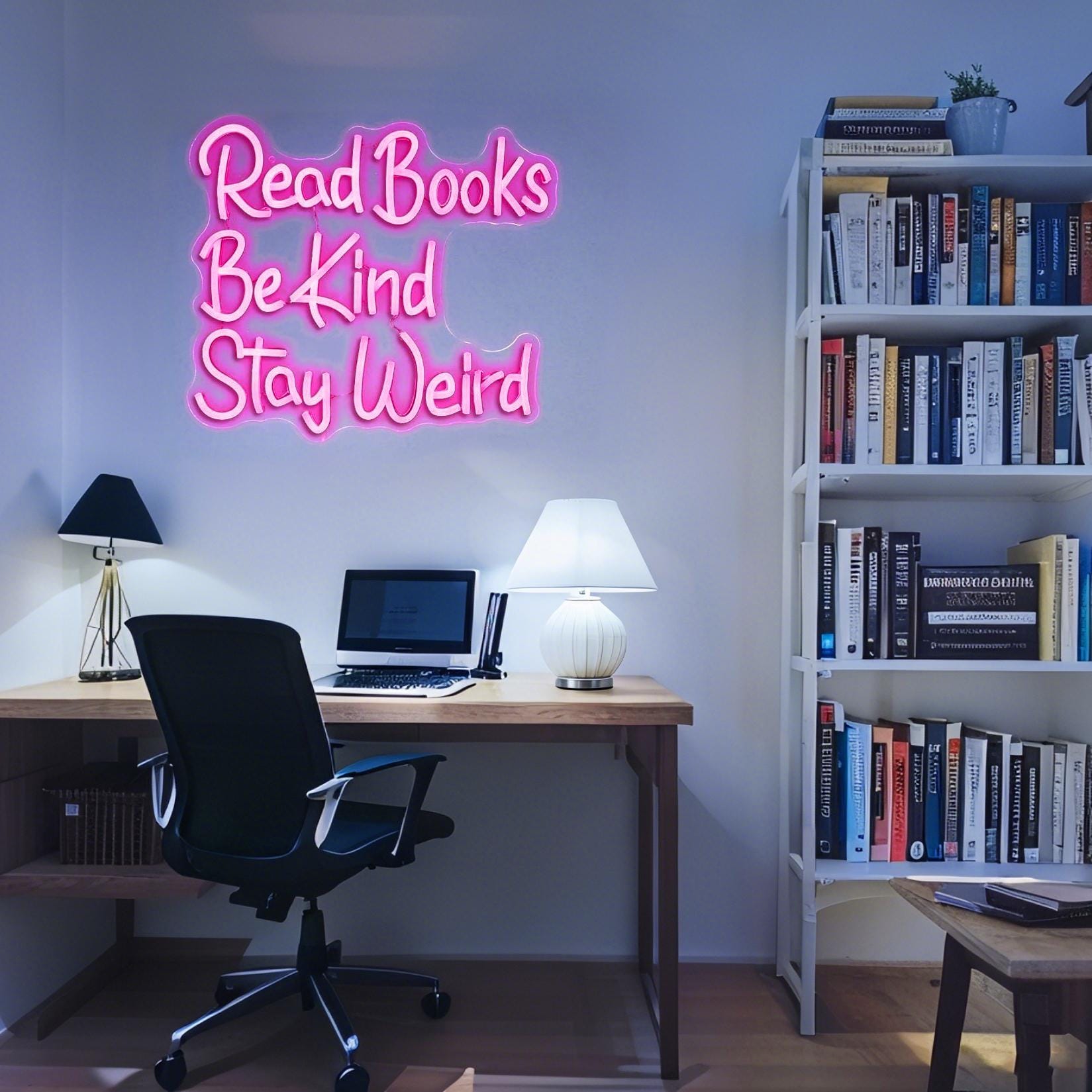 Panel Led Home Library Read Books Be Kind Stay Weird Neon Sign, Reading Book Sign Led, Home ...