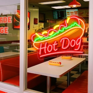Enseigne néon Hot Dog, Enseigne néon personnalisée pour restauration rapide, Boutique de hot-dogs, néon LED pour restaurant, Décoration murale pour maison, Enseigne ouverte pour restaurant bar, entreprise
