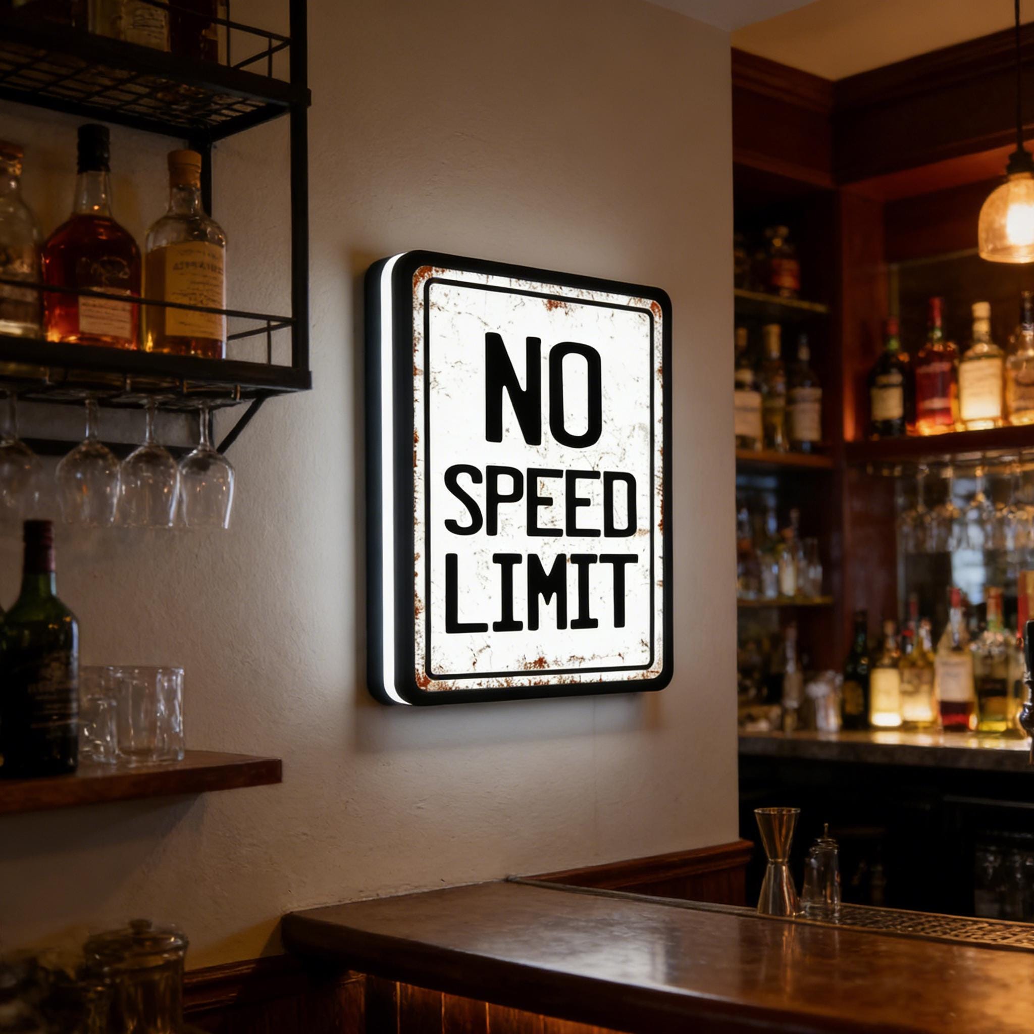 Custom “no Speed Limit” 3D LED Light Box, Racing Garage Wall Decor ...