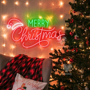 Merry Christmas Neon Sign Custom Christmas Decor, Neon Sign Bedroom Christmas Gifts, Led Light Sign Home Decor, Personalized Gifts