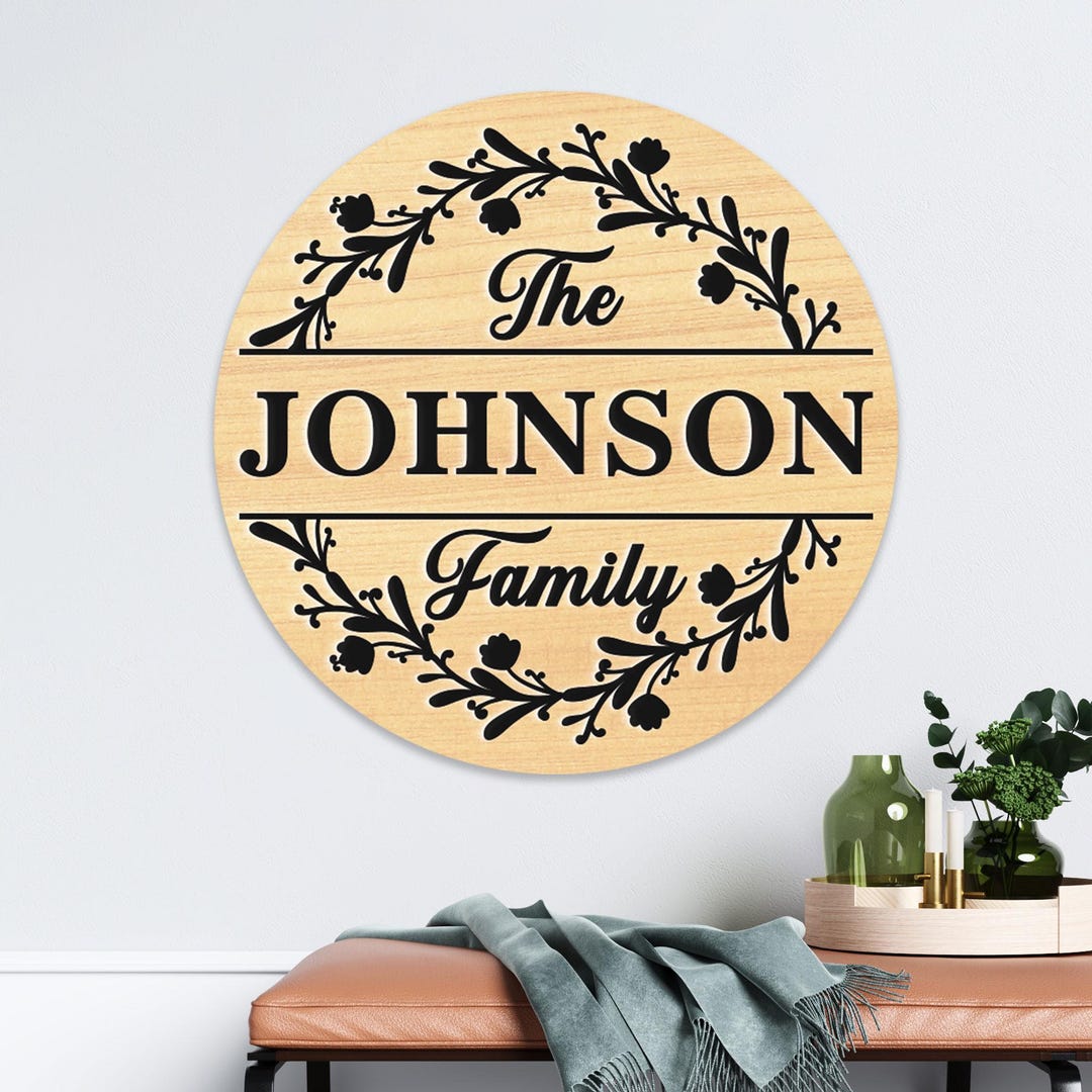 Wooden Door Sign, Family Name Sign, Engagement Gift, Housewarming Gift ...