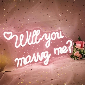 Letreiro de neon "Você quer se casar comigo?", letreiro de neon personalizado para festa de noivado, decoração com luz de neon LED para casamento, proposta de casamento, decoração de parede com fundo de neon para casamento