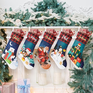 Weihnachtsstrümpfe Personalisierte Strümpfe mit Puppe Applikation Strumpf für Urlaub Stickerei Strumpf Samt Familienstrumpf Weihnachtsgeschenk