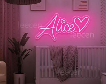 Letrero de neón personalizado con nombre para niños, luz LED personalizada para habitación infantil, dormitorio, decoración de pared, regalos de Navidad para niños, cumpleaños, baby showers